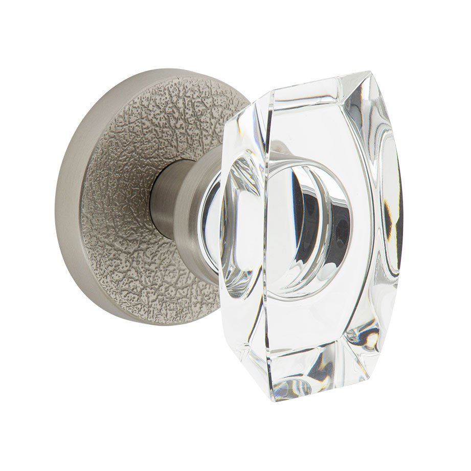 Complete Passage Set - Circolo Leather Rosette with Stella Crystal Knob in Satin Nickel