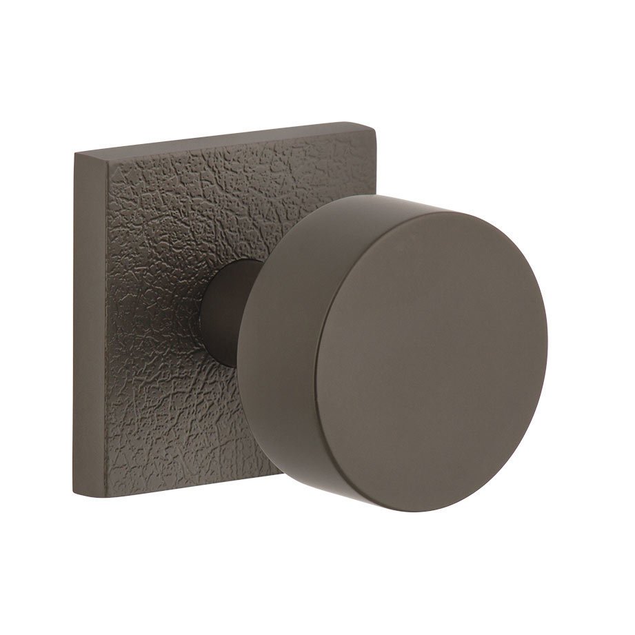 Complete Passage Set - Quadrato Leather Rosette with Circolo Brass Knob in Titanium Gray