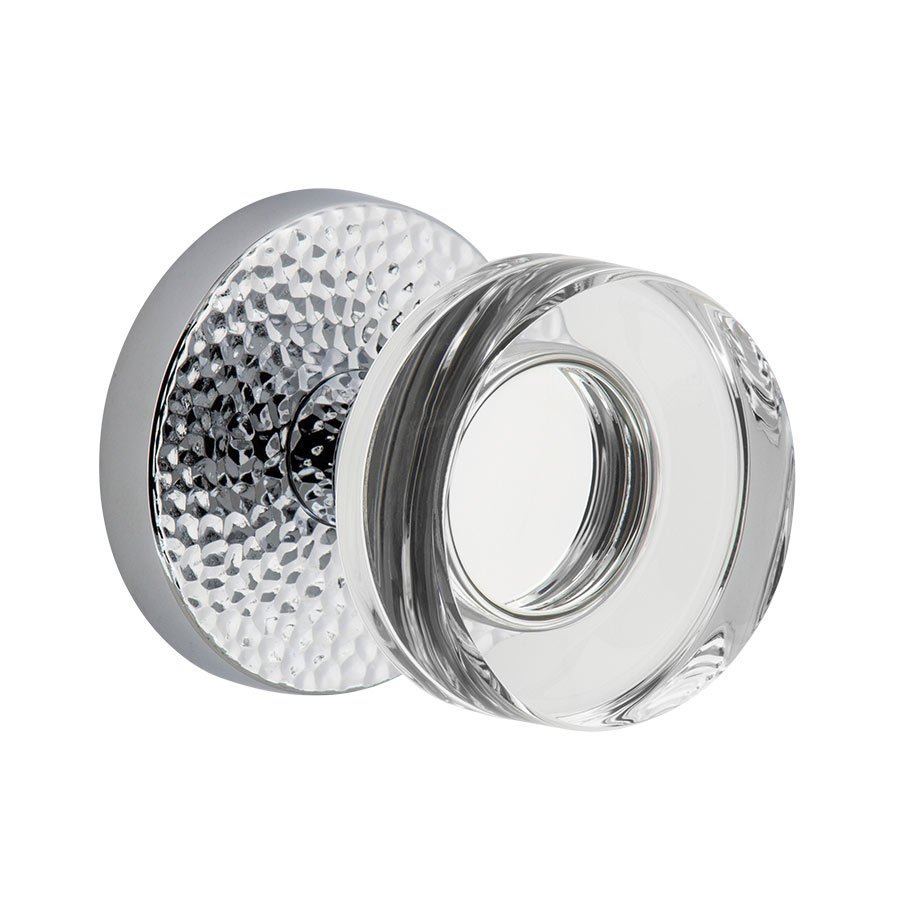 Complete Passage Set - Circolo Hammered Rosette with Circolo Crystal Knob in Bright Chrome