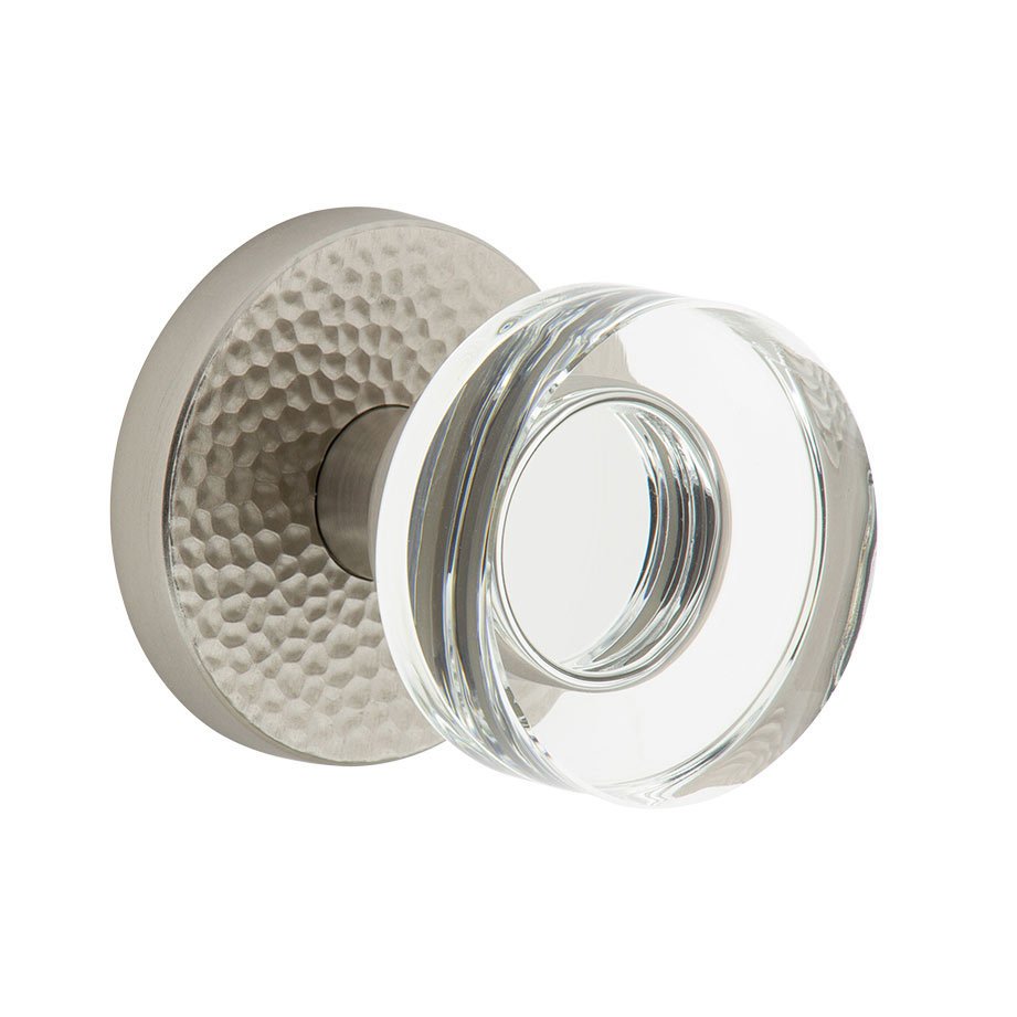 Complete Passage Set - Circolo Hammered Rosette with Circolo Crystal Knob in Satin Nickel