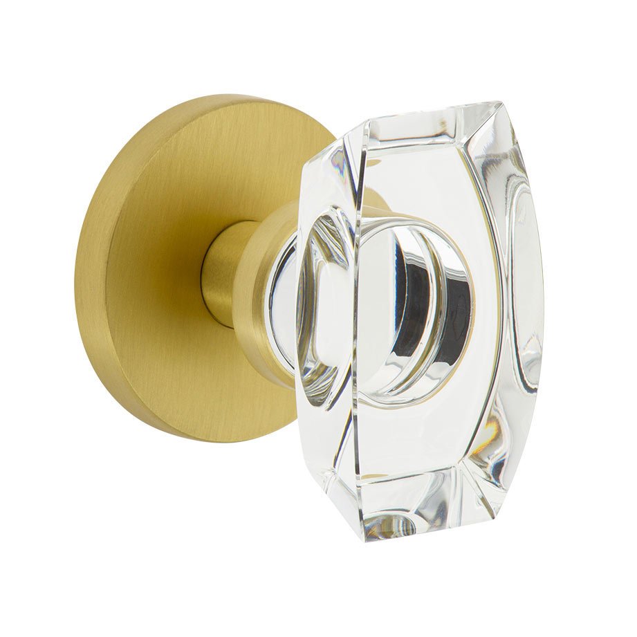 Complete Passage Set - Circolo Rosette with Stella Crystal Knob in Satin Brass