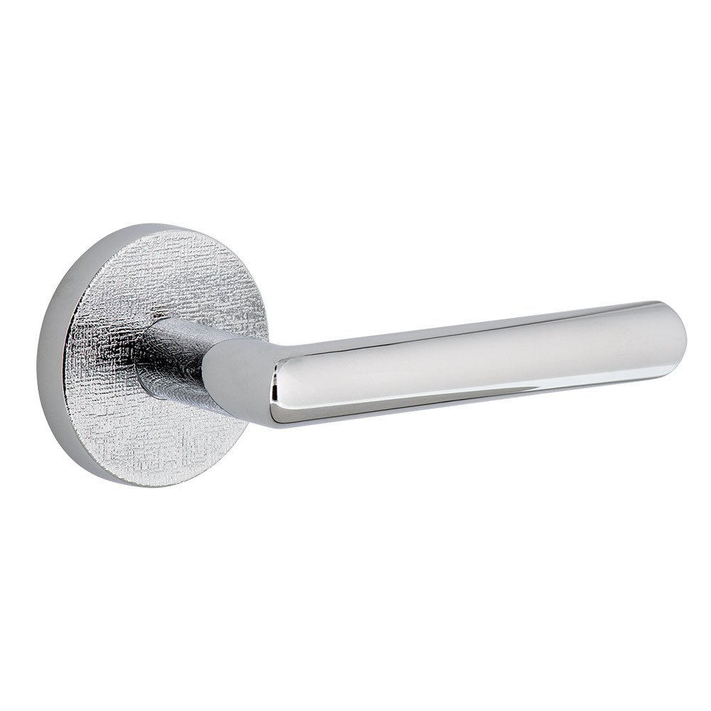 Complete Passage Set  - Circolo Linen Rosette with Right Handed Moderno Lever in Bright Chrome