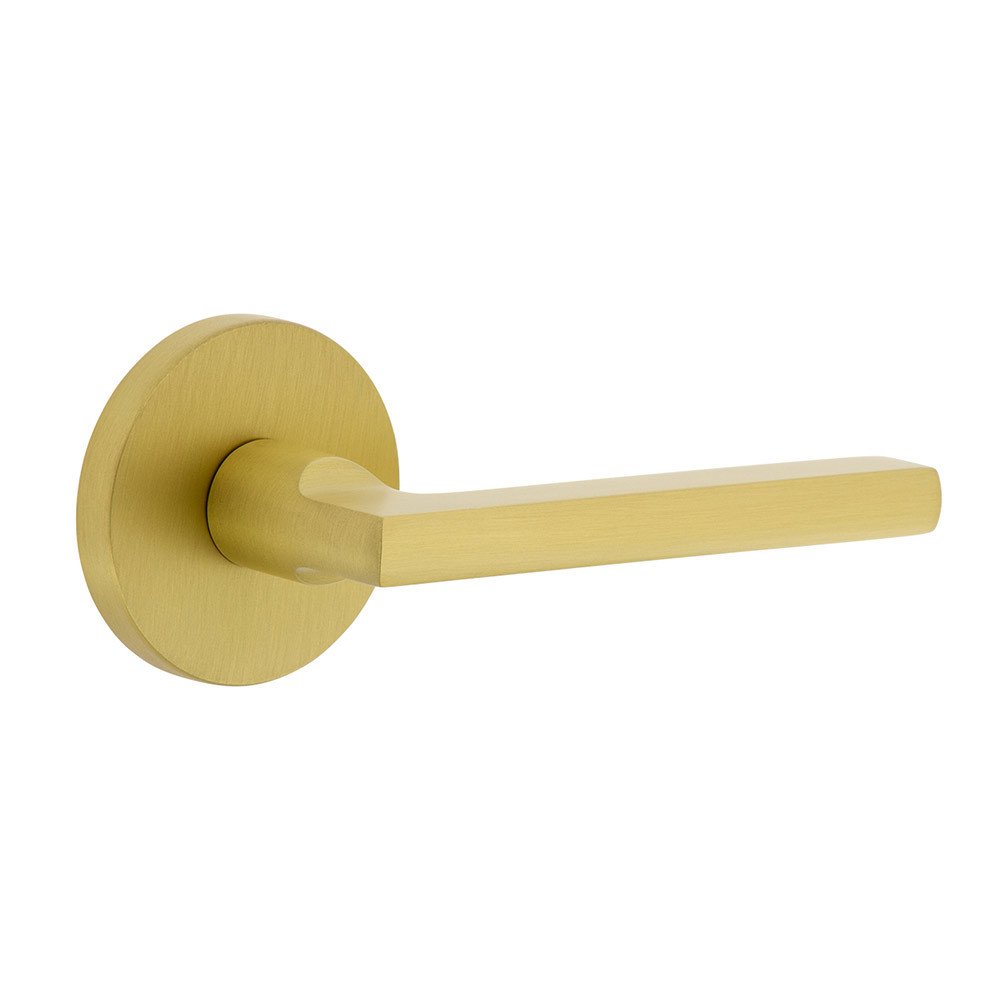 Complete Passage Set  - Circolo Rosette with Right Handed Milano Lever in Satin Brass