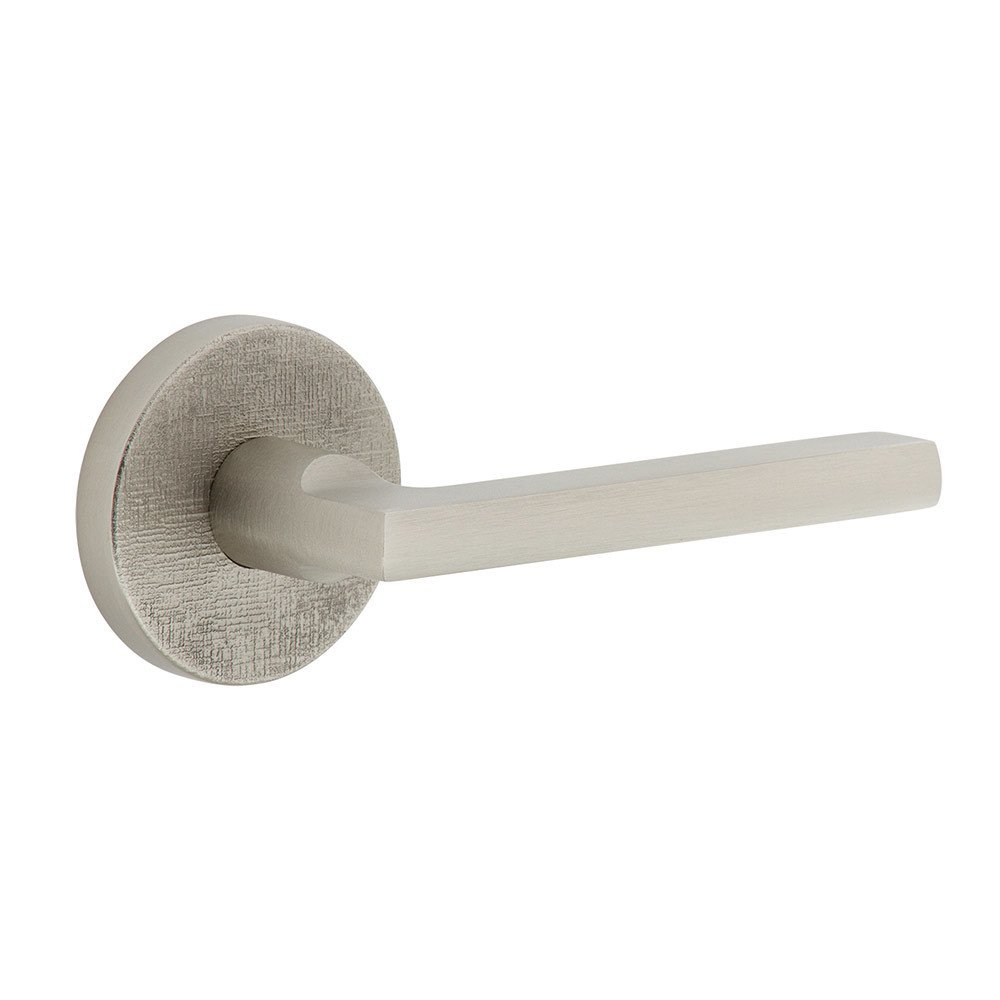 Complete Passage Set  - Circolo Linen Rosette with Right Handed Milano Lever in Satin Nickel