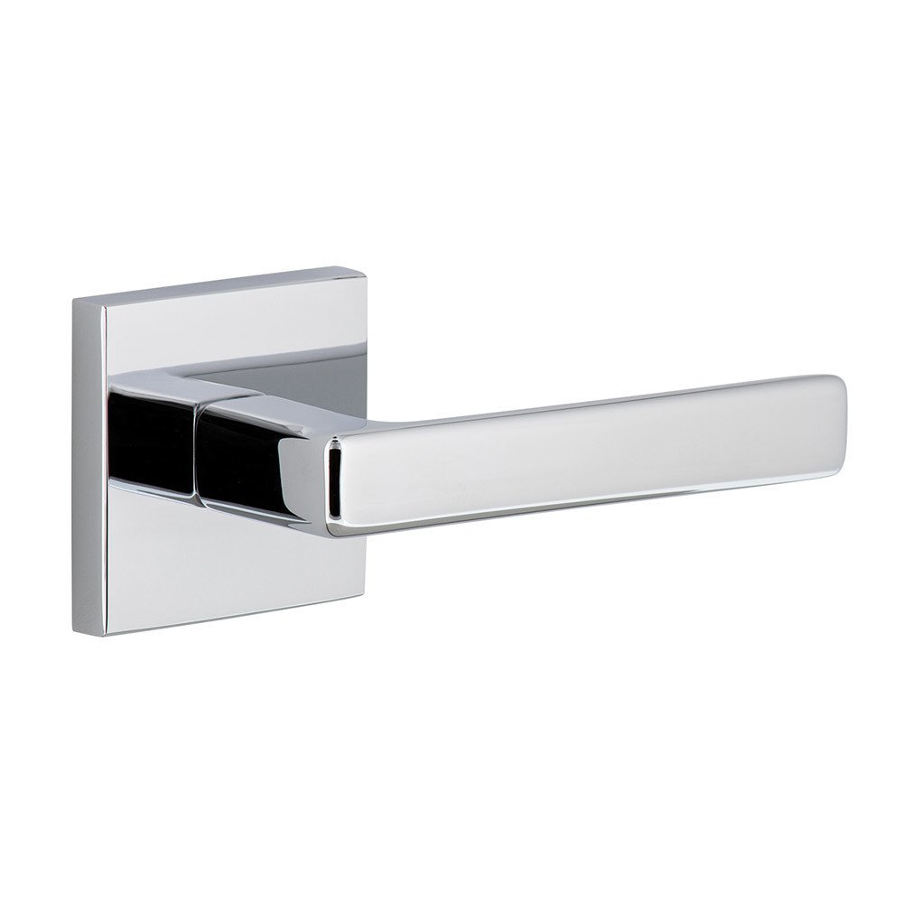 Complete Passage Set  - Quadrato Rosette with Right Handed Lusso Lever in Bright Chrome