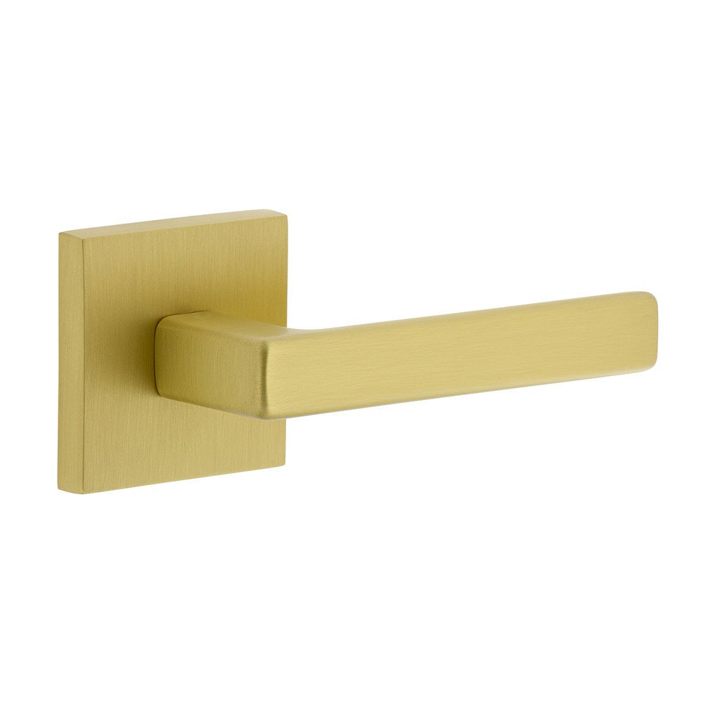 Complete Passage Set  - Quadrato Rosette with Right Handed Lusso Lever in Satin Brass