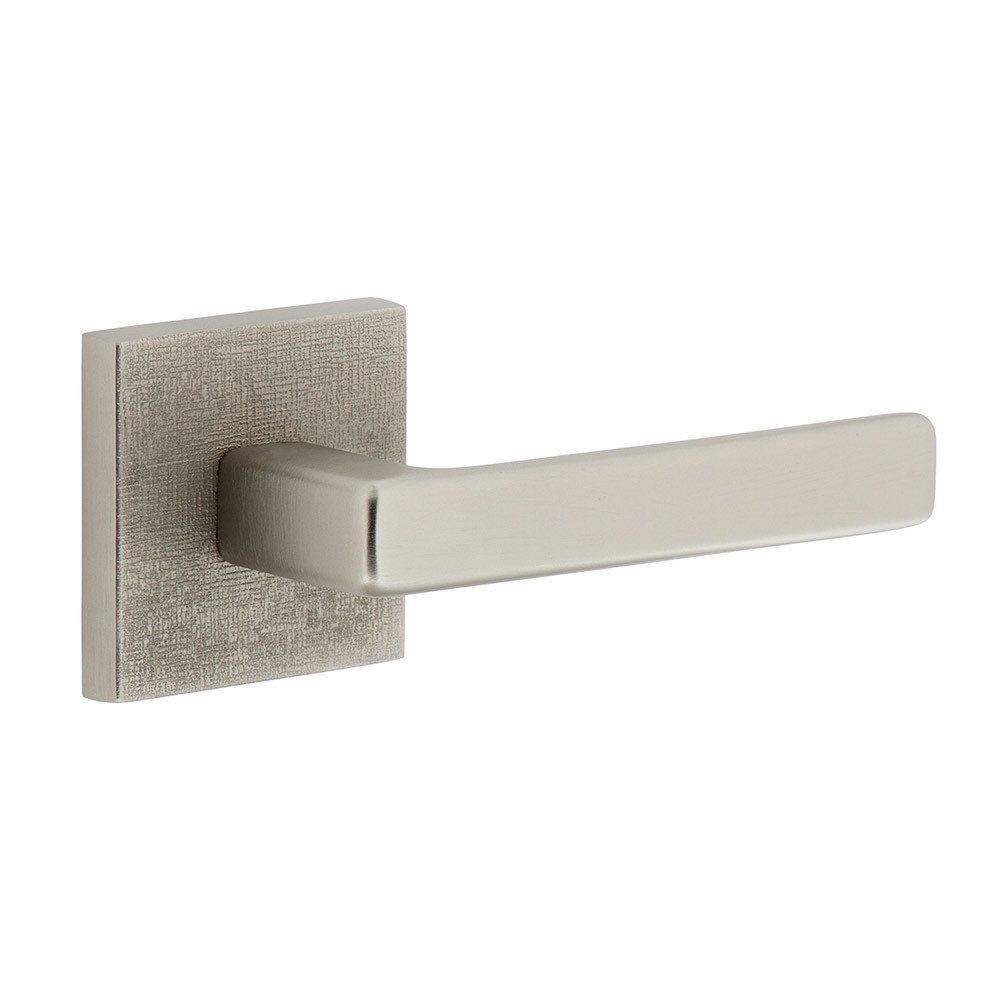 Complete Passage Set  - Quadrato Linen Rosette with Right Handed Lusso Lever in Satin Nickel