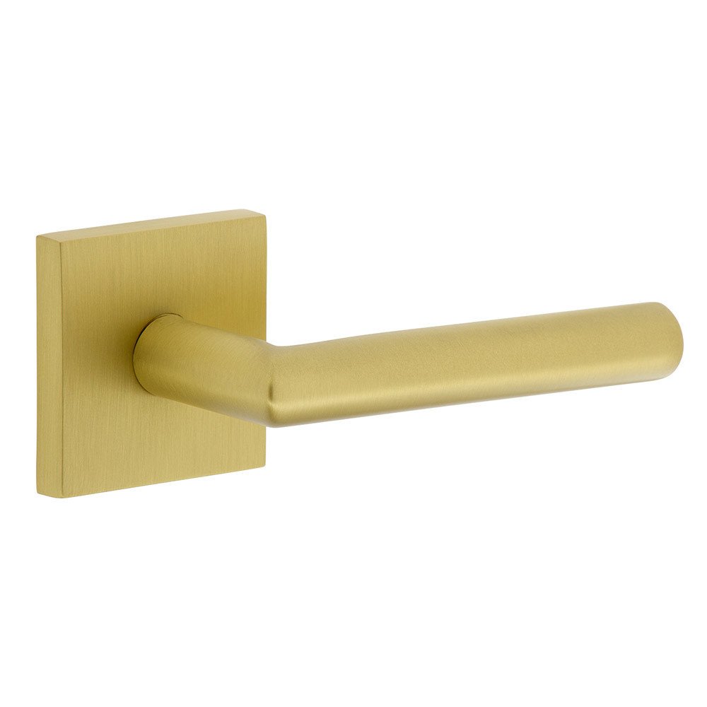 Complete Passage Set  - Quadrato Rosette with Right Handed Moderno Lever in Satin Brass