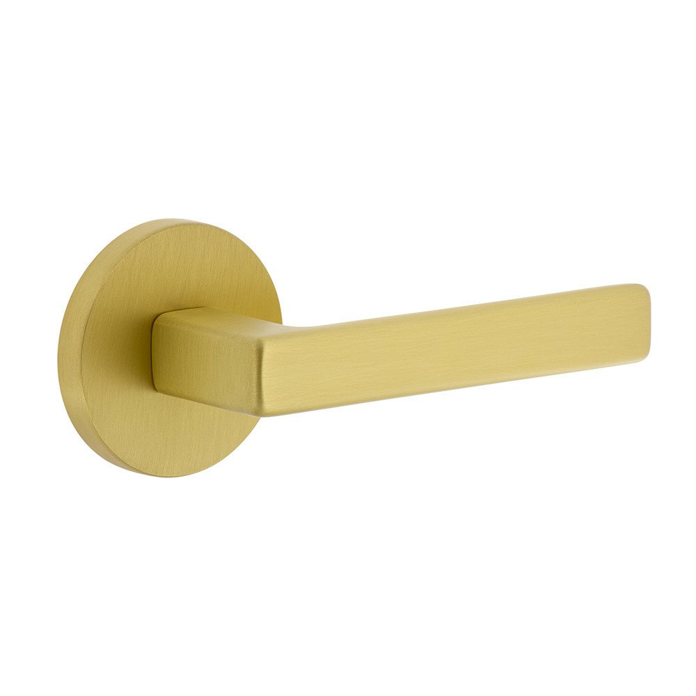 Complete Passage Set  - Circolo Rosette with Right Handed Lusso Lever  in Satin Brass