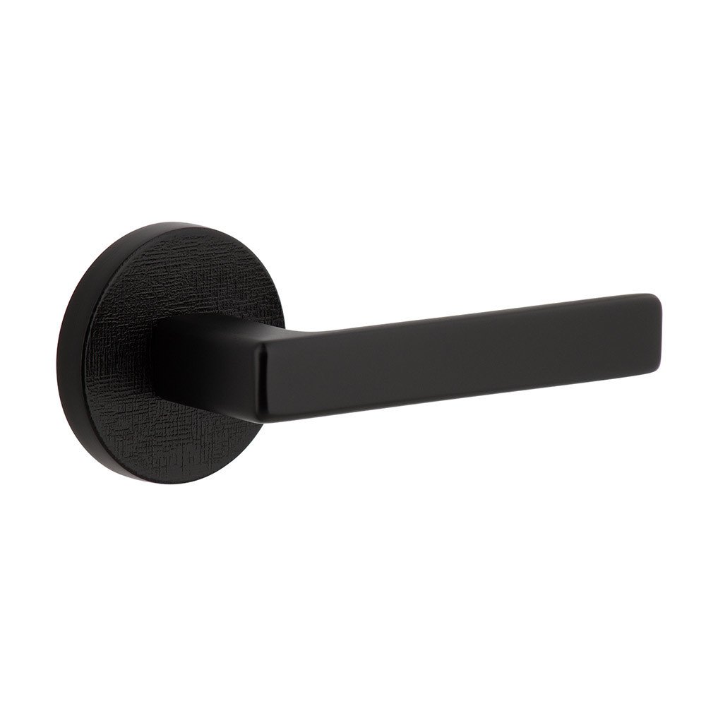 Complete Passage Set  - Circolo Linen Rosette with Right Handed Lusso Lever  in Satin Black