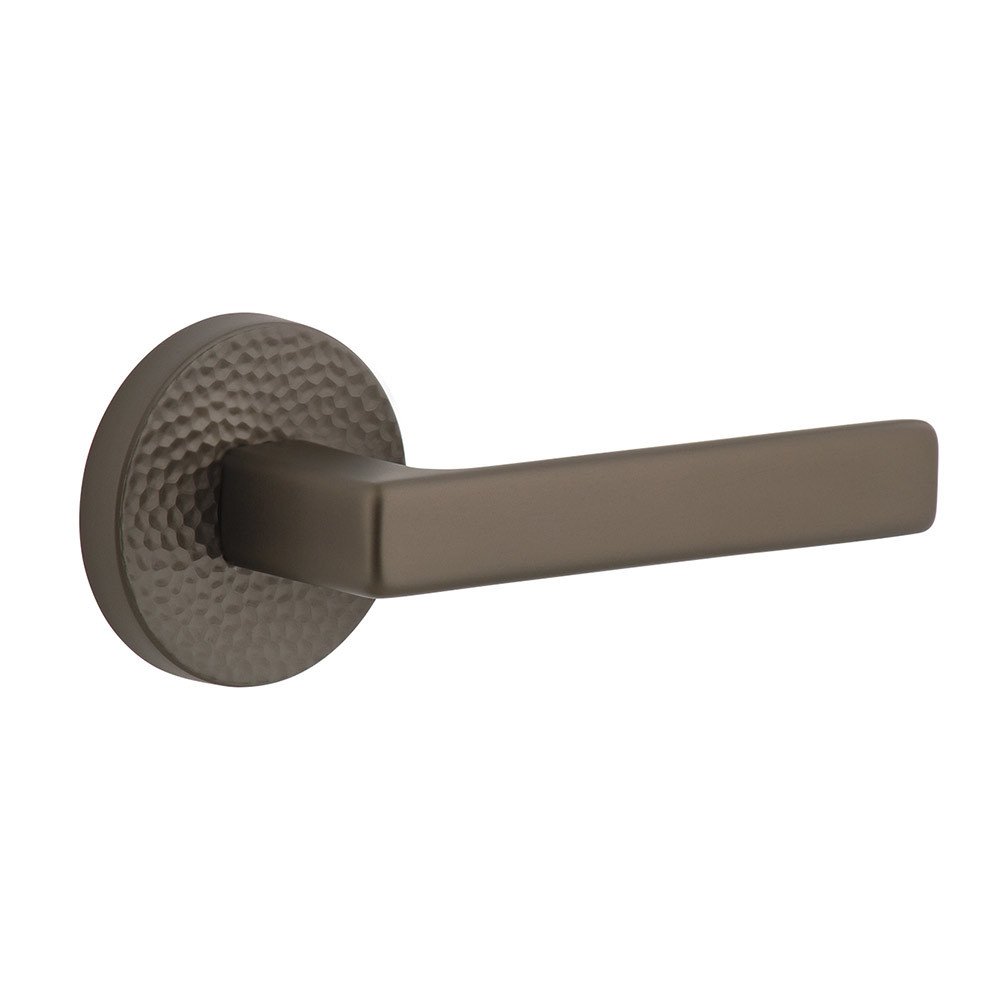 Complete Passage Set  - Circolo Hammered Rosette with Right Handed Lusso Lever  in Titanium Gray
