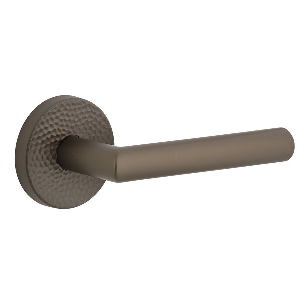 Complete Passage Set  - Circolo Hammered Rosette with Right Handed Moderno Lever  in Titanium Gray