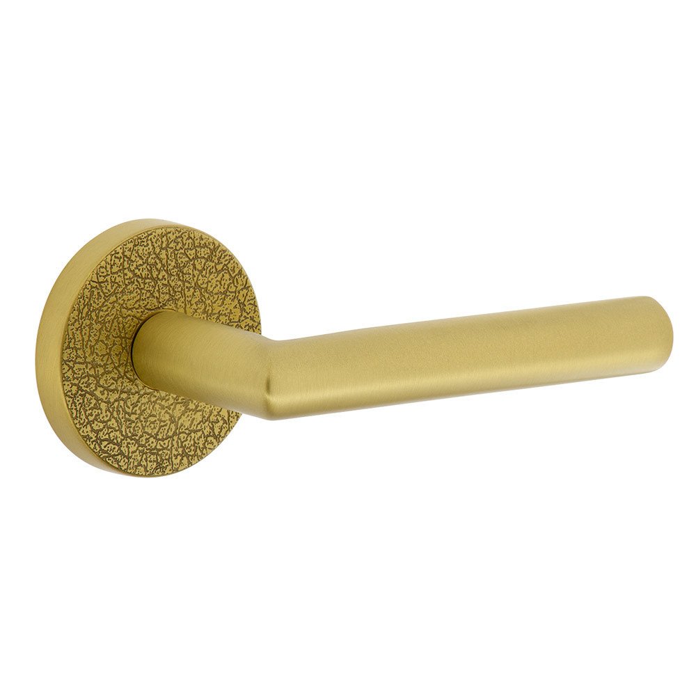 Complete Passage Set  - Circolo Leather Rosette with Right Handed Moderno Lever  in Satin Brass
