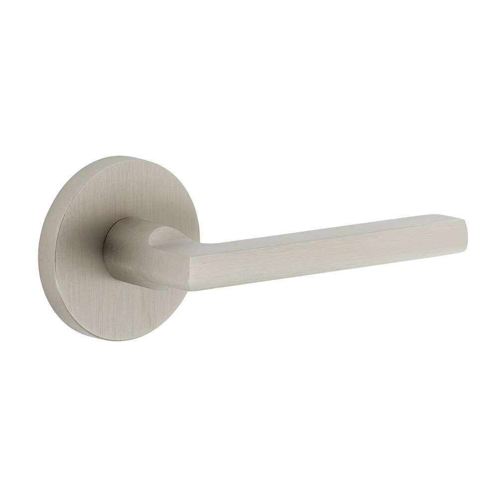 Complete Passage Set  - Circolo Rosette with Right Handed Milano Lever  in Satin Nickel