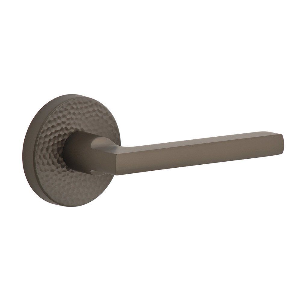 Complete Passage Set  - Circolo Hammered Rosette with Right Handed Milano Lever  in Titanium Gray