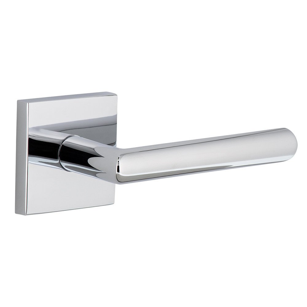 Complete Passage Set  - Quadrato Rosette with Right Handed Moderno Lever  in Bright Chrome