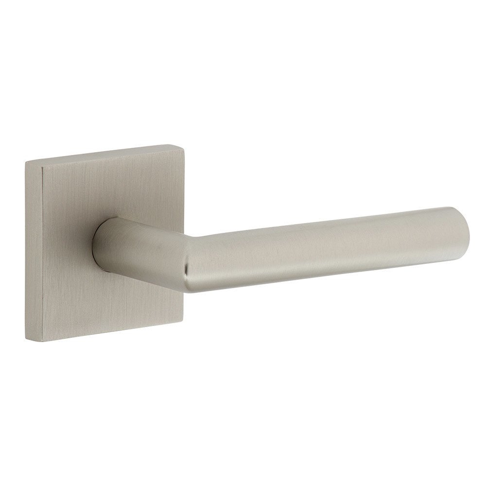 Complete Passage Set  - Quadrato Rosette with Right Handed Moderno Lever  in Satin Nickel