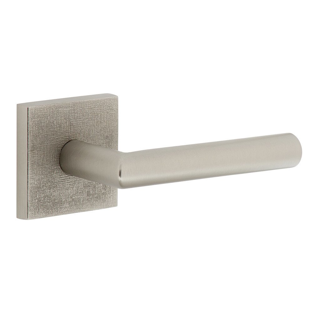 Complete Passage Set  - Quadrato Linen Rosette with Right Handed Moderno Lever  in Satin Nickel