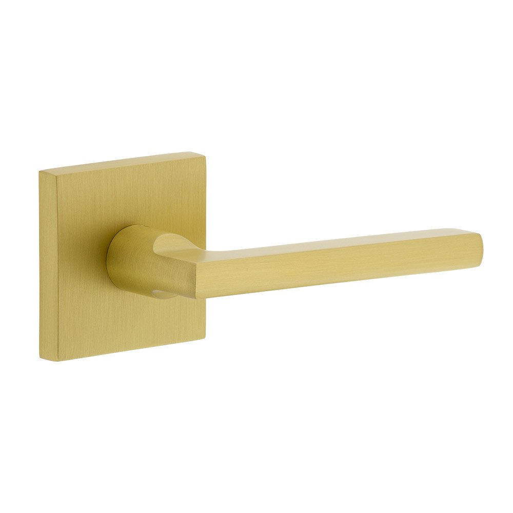 Complete Passage Set  - Quadrato Rosette with Right Handed Milano Lever  in Satin Brass
