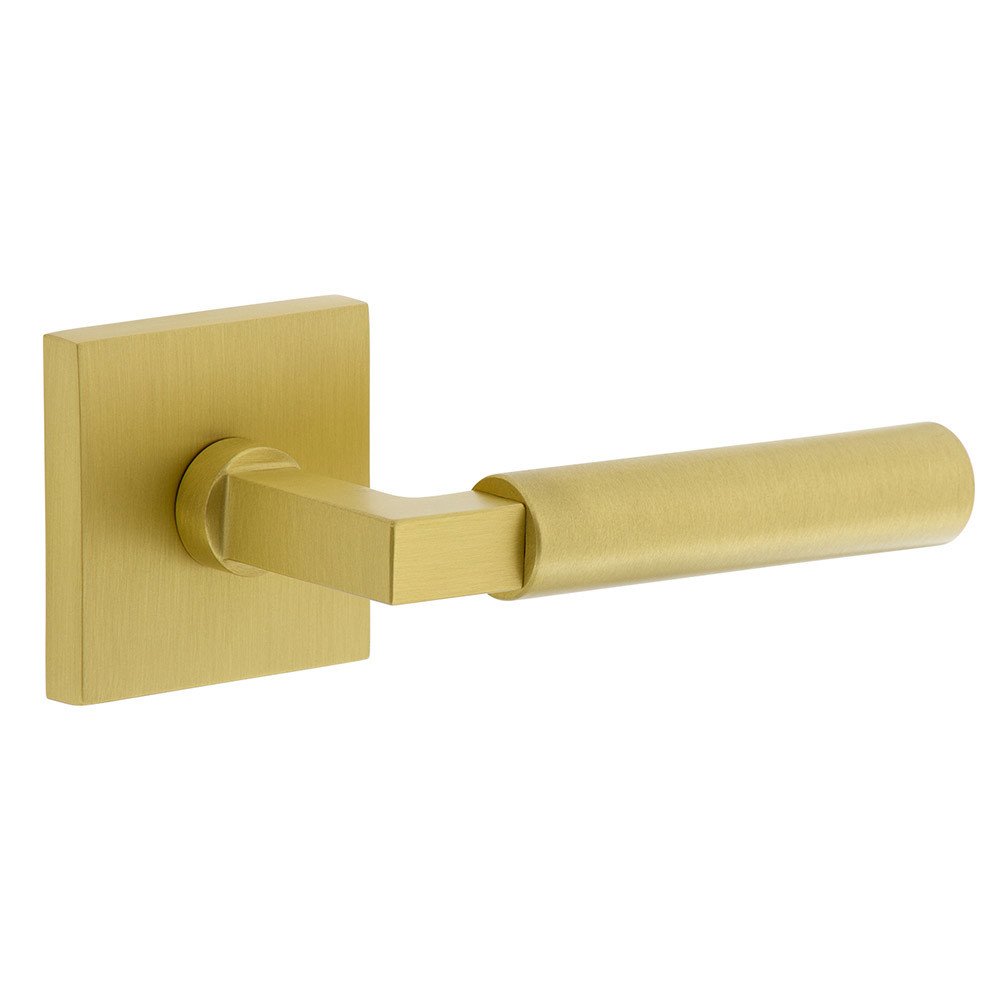 Complete Passage Set  - Quadrato Rosette with Right Handed Contempo Smooth Lever  in Satin Brass