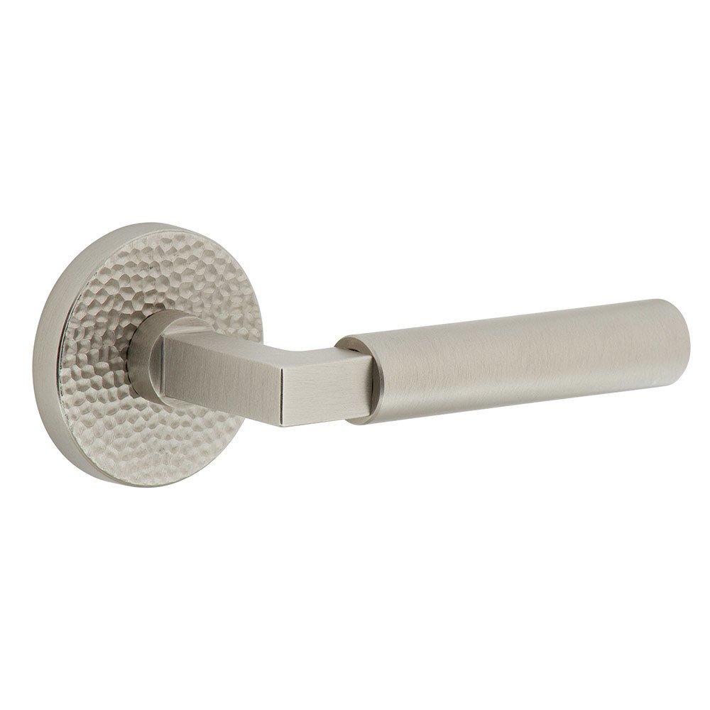 Complete Passage Set  - Circolo Hammered Rosette with Right Handed Contempo Smooth Lever  in Satin Nickel