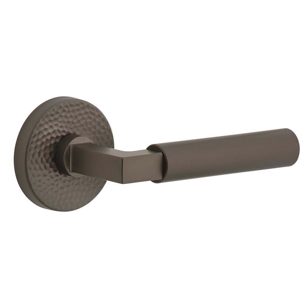 Complete Passage Set  - Circolo Hammered Rosette with Right Handed Contempo Smooth Lever  in Titanium Gray