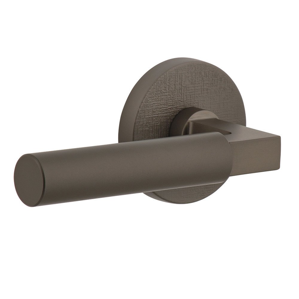 Complete Passage Set  - Circolo Linen Rosette with Left Handed Contempo Smooth Lever  in Titanium Gray