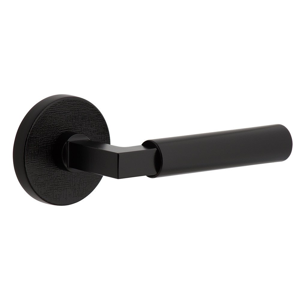 Complete Passage Set  - Circolo Linen Rosette with Right Handed Contempo Smooth Lever in Satin Black