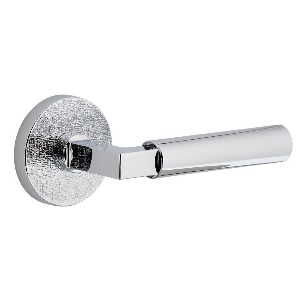 Complete Passage Set  - Circolo Linen Rosette with Right Handed Contempo Smooth Lever  in Bright Chrome