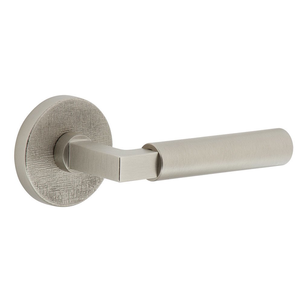 Complete Passage Set  - Circolo Linen Rosette with Right Handed Contempo Smooth Lever  in Satin Nickel