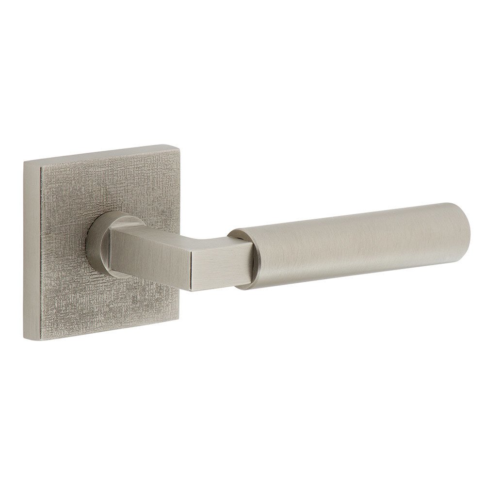 Complete Passage Set  - Quadrato Linen Rosette with Right Handed Contempo Smooth Lever in Satin Nickel