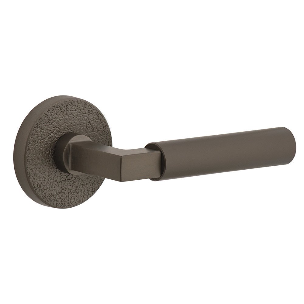 Complete Passage Set  - Circolo Leather Rosette with Right Handed Contempo Smooth Lever  in Titanium Gray