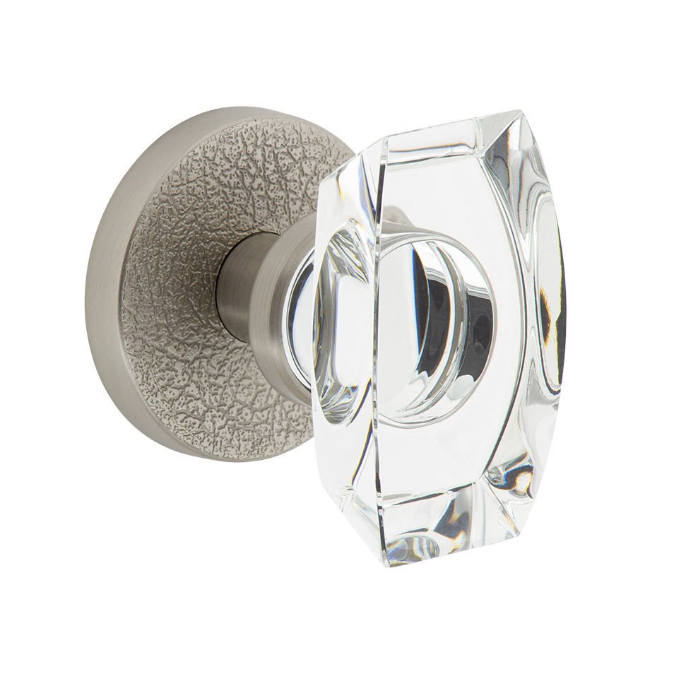 Complete Privacy Set - Circolo Leather Rosette with Stella Crystal Knob in Satin Nickel