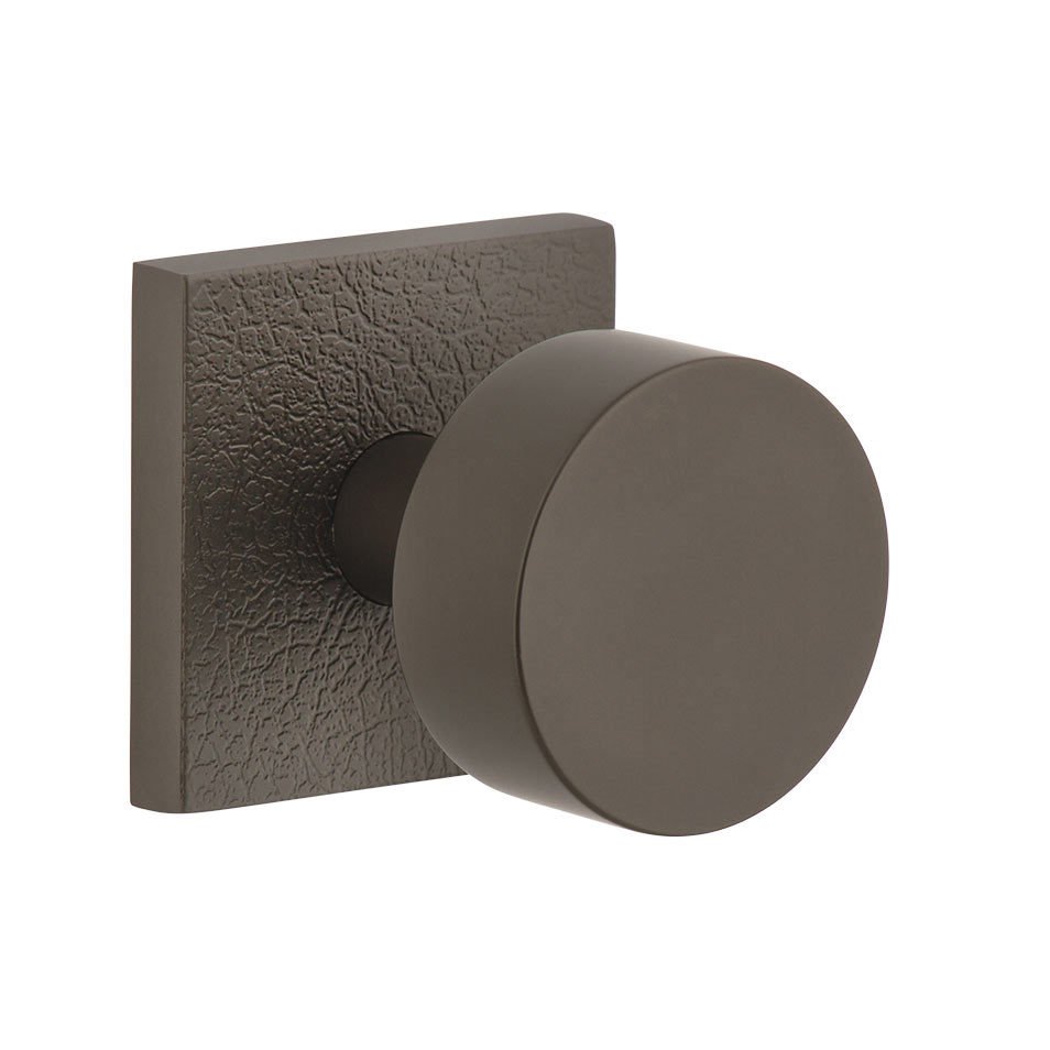 Complete Privacy Set - Quadrato Leather Rosette with Circolo Brass Knob in Titanium Gray