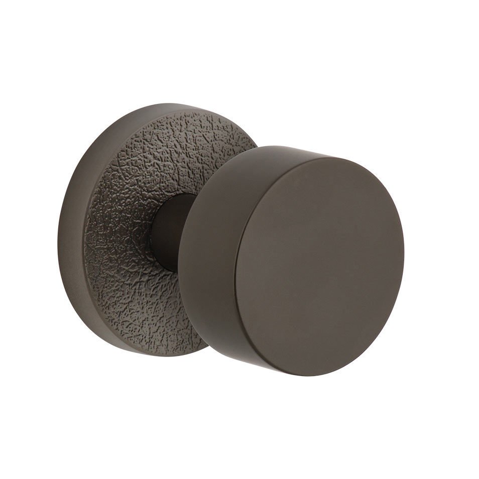 Complete Privacy Set - Circolo Leather Rosette with Circolo Brass Knob in Titanium Gray