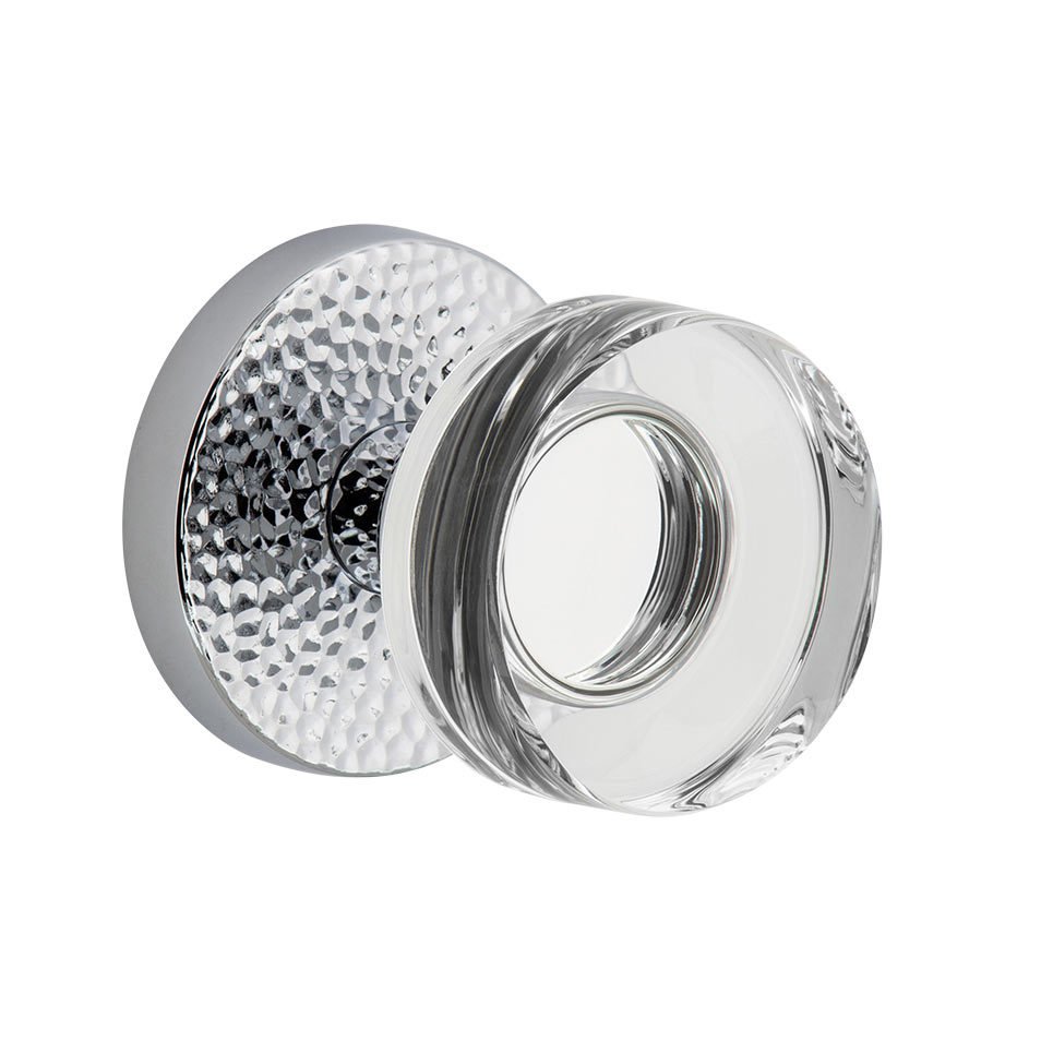 Complete Privacy Set - Circolo Hammered Rosette with Circolo Crystal Knob in Bright Chrome