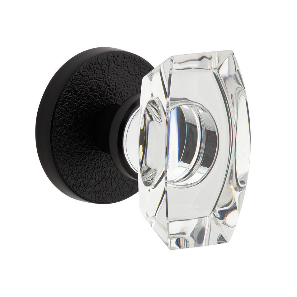 Complete Privacy Set - Circolo Leather Rosette with Stella Crystal Knob in Satin Black