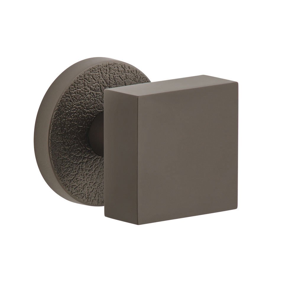 Complete Privacy Set - Circolo Leather Rosette with Quadrato Brass Knob in Titanium Gray