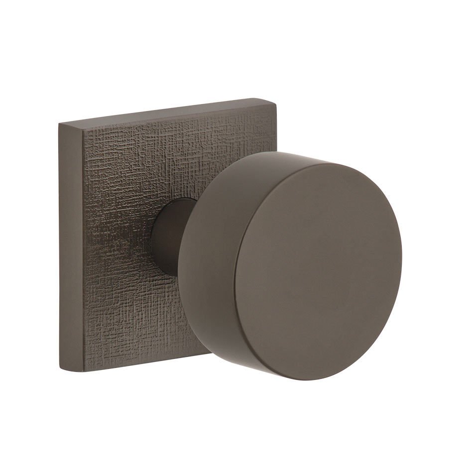 Complete Privacy Set - Quadrato Linen Rosette with Circolo Brass Knob in Titanium Gray