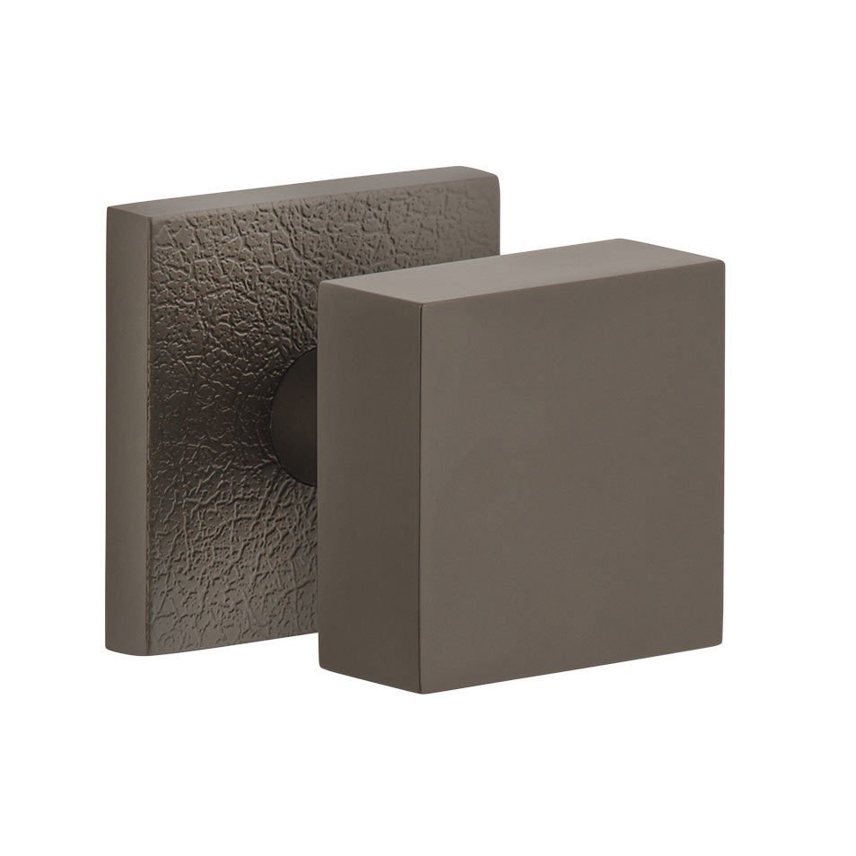 Complete Privacy Set - Quadrato Leather Rosette with Quadrato Brass Knob in Titanium Gray