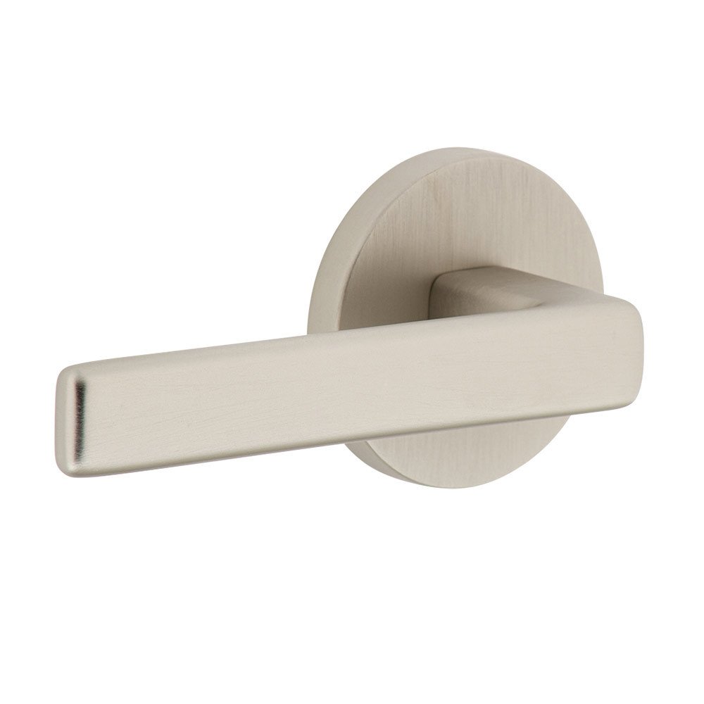 Complete Privacy Set - Circolo Rosette with Left Handed Lusso Lever in Satin Nickel