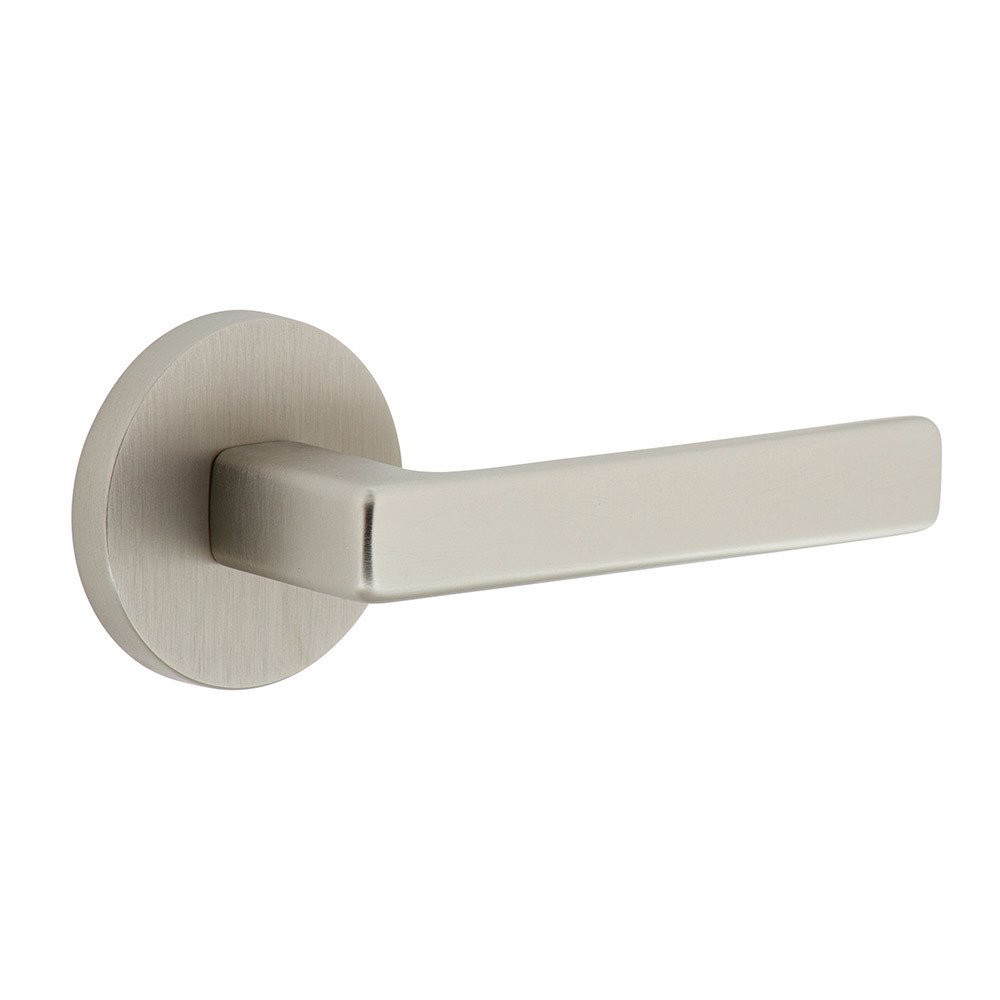 Complete Privacy Set - Circolo Rosette with Right Handed Lusso Lever in Satin Nickel