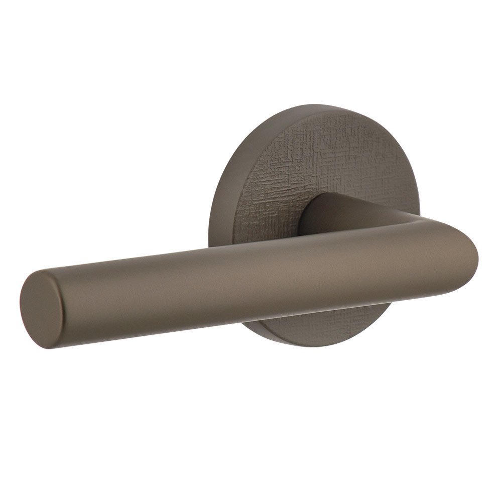 Complete Privacy Set - Circolo Linen Rosette with Left Handed Moderno Lever in Titanium Gray
