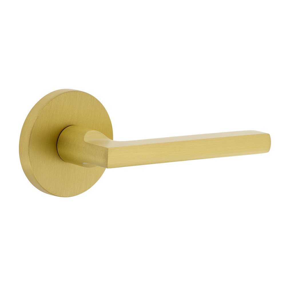 Complete Privacy Set - Circolo Rosette with Right Handed Milano Lever in Satin Brass