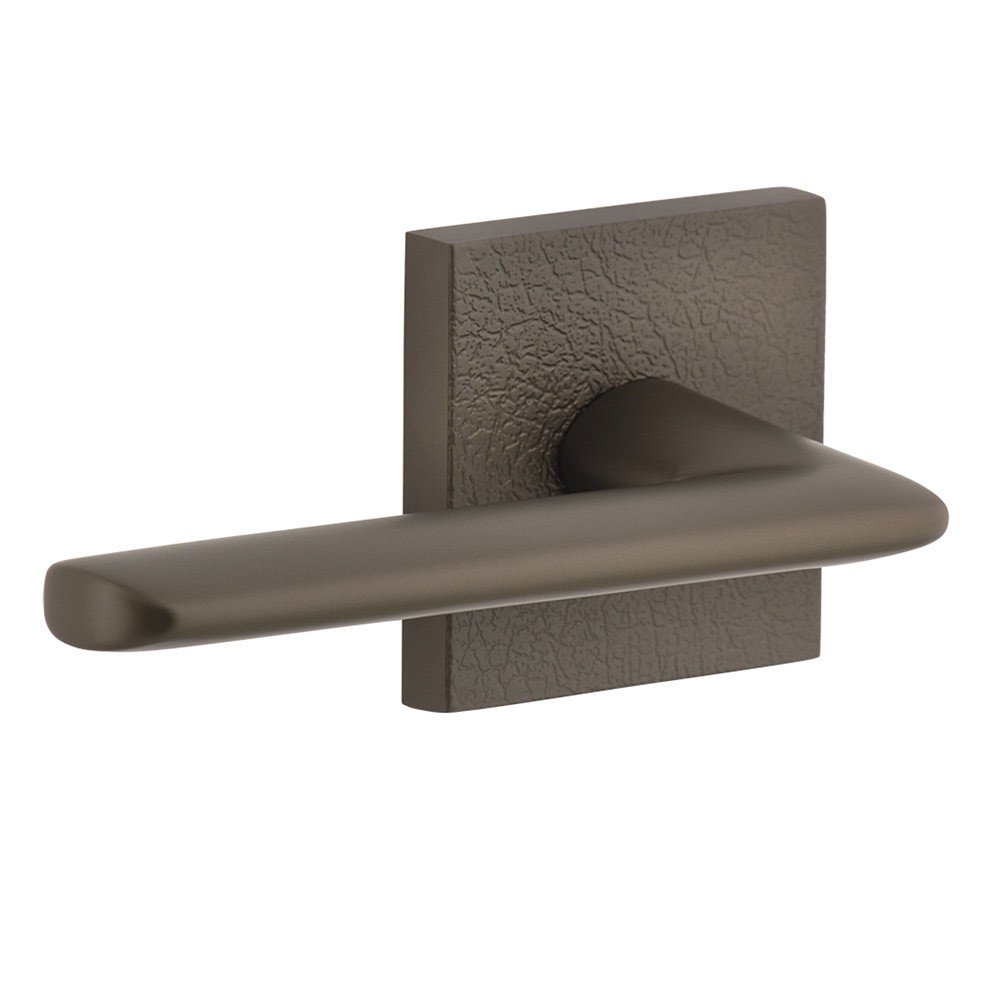 Complete Privacy Set - Quadrato Leather Rosette with Left Handed Brezza Lever in Titanium Gray