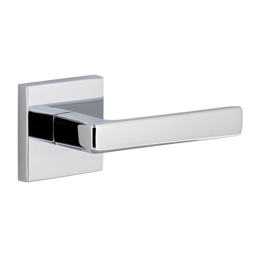 Complete Privacy Set - Quadrato Rosette with Right Handed Lusso Lever in Bright Chrome