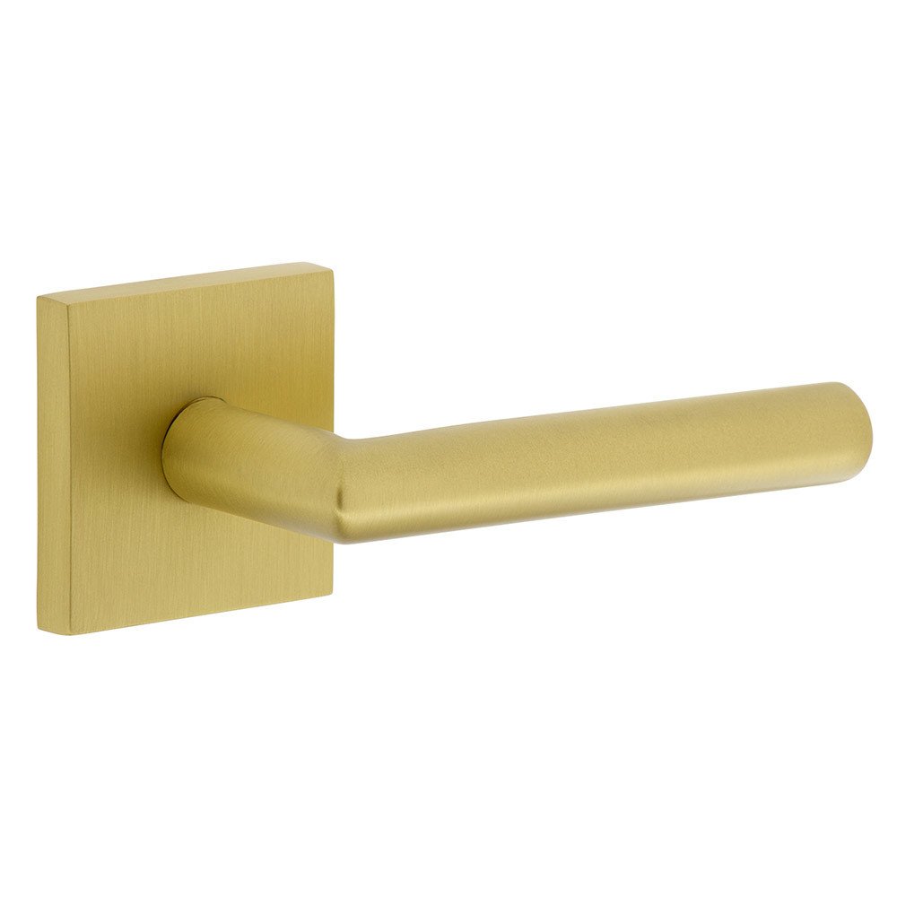 Complete Privacy Set - Quadrato Rosette with Right Handed Moderno Lever in Satin Brass