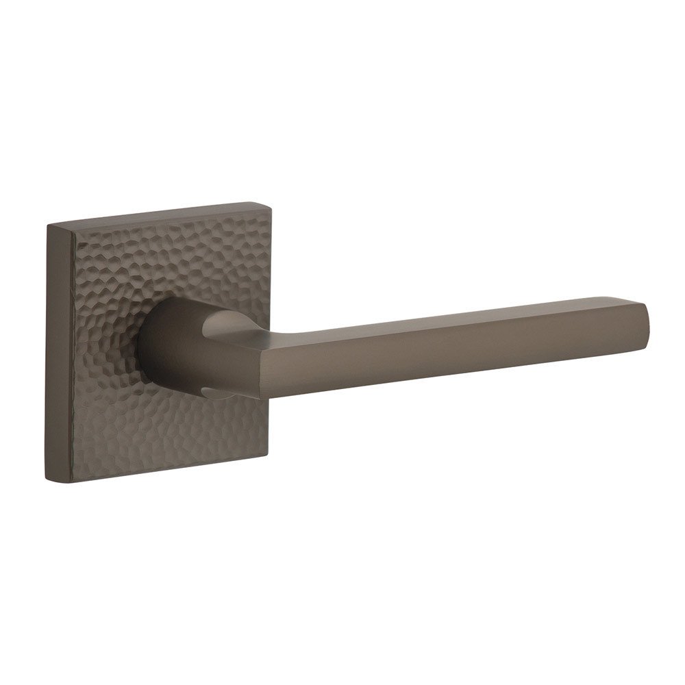 Complete Privacy Set - Quadrato Hammered Rosette with Right Handed Milano Lever in Titanium Gray