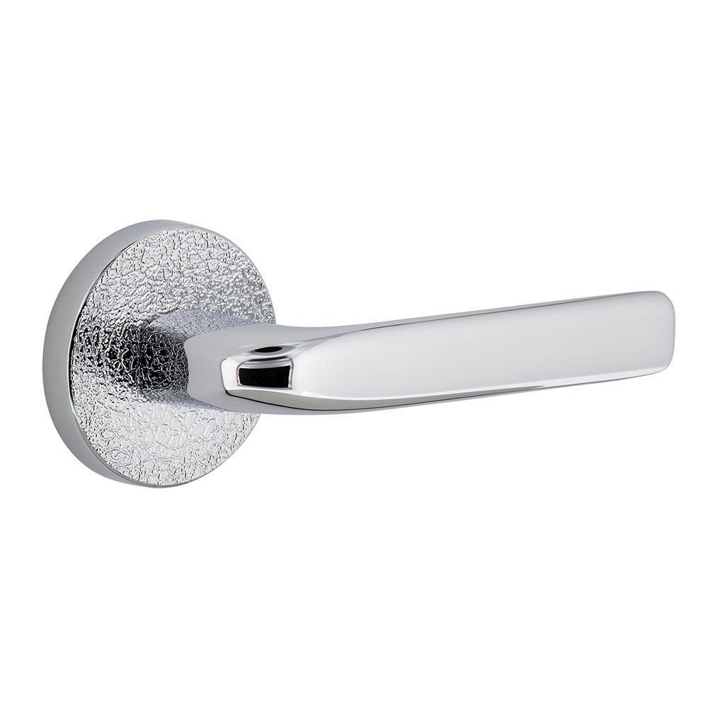 Complete Privacy Set - Circolo Leather Rosette with Right Handed Bella Lever  in Bright Chrome