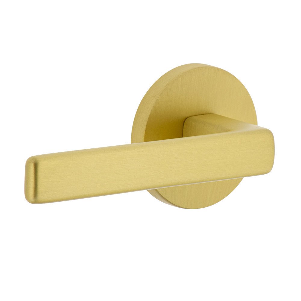 Complete Privacy Set - Circolo Rosette with Left Handed Lusso Lever  in Satin Brass